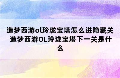 造梦西游ol玲珑宝塔怎么进隐藏关 造梦西游OL玲珑宝塔下一关是什么